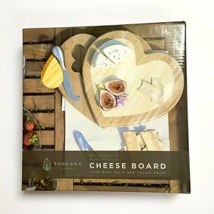 NIB Toscana ❤️  Heart Cheese Board, Wine Tools & Knife